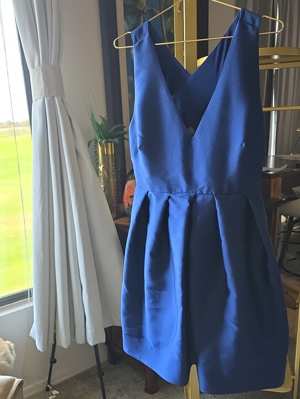 ERIN Sleeveless V-Neck Royal Blue Women's Pockets Side Zip Mini Dress Size 12